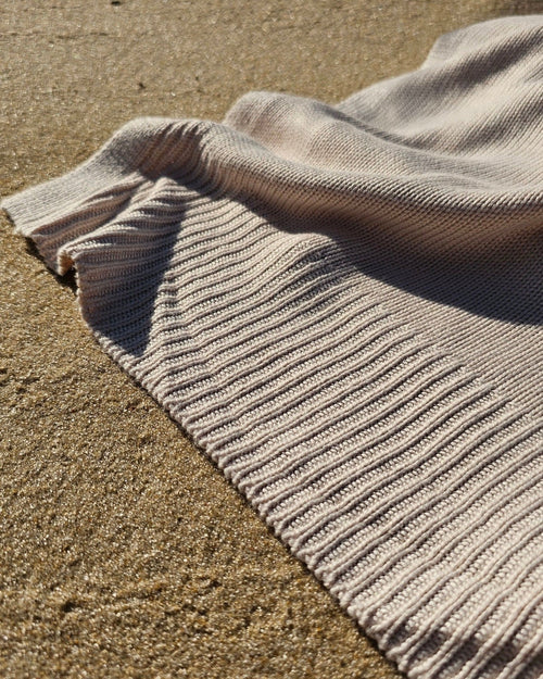 Classic Drift Throw- Bamboo lightweight throw blanket, travel blanket, outdoor blanket, patio decor, coastal throw blanket, knitted throw, bamboo sweater, naturally cooling bedding, warm sand color, beige throw, beach blanket