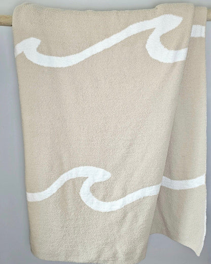 The Moose Nest Blanket Wave The Wave Throw Cozy Luxury Throw Blanket Washable bedding Durable Blanket Beach Travel Blanket Dog friendly home Easy care Coastal decor Minimalist home decor and bedding The Wave Throw