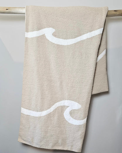 The Moose Nest Blanket Wave The Wave Throw Cozy Luxury Throw Blanket Washable bedding Durable Blanket Beach Travel Blanket Dog friendly home Easy care Coastal decor Minimalist home decor and bedding The Wave Throw